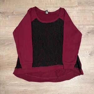 Torrid Grunge Whimseygoth Burgundy and Black Lace Raglan Sweater Plus Sz 3
